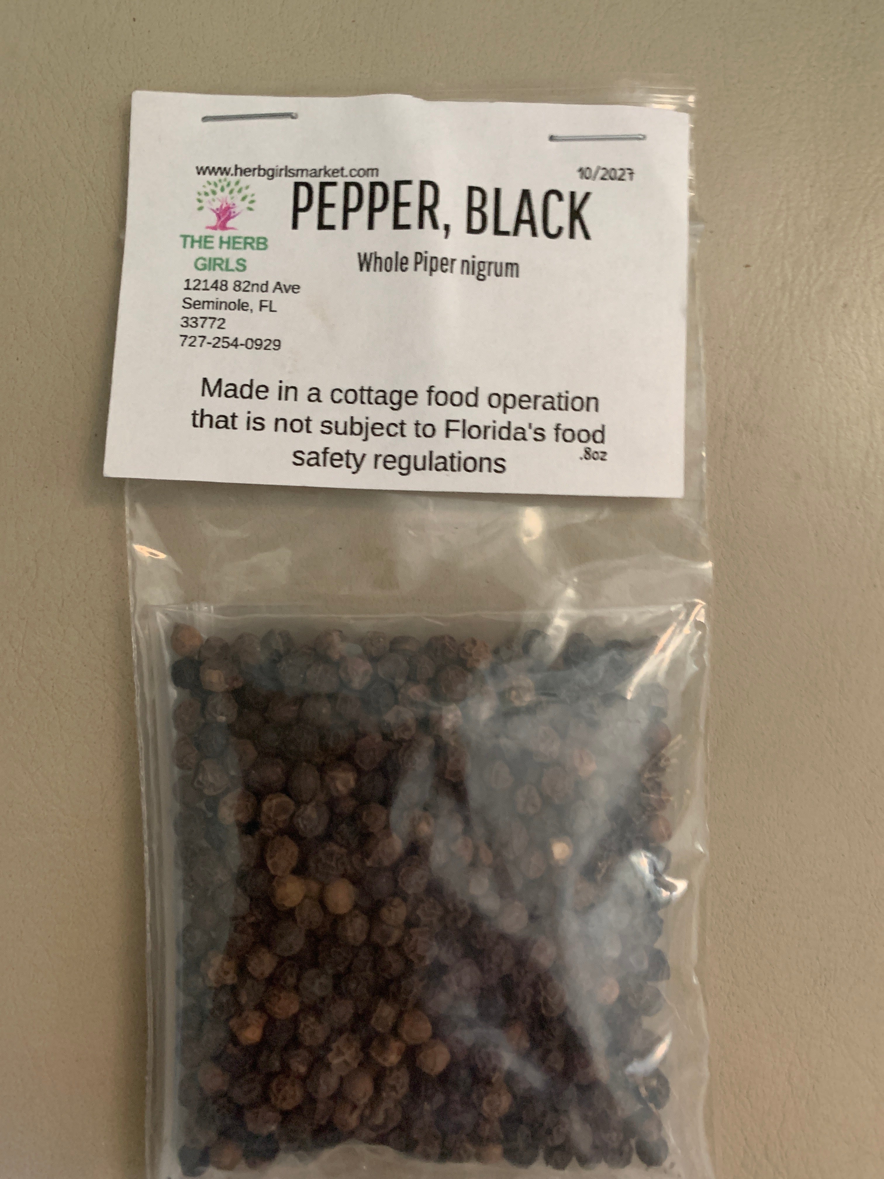 Peppercorns, Black, whole