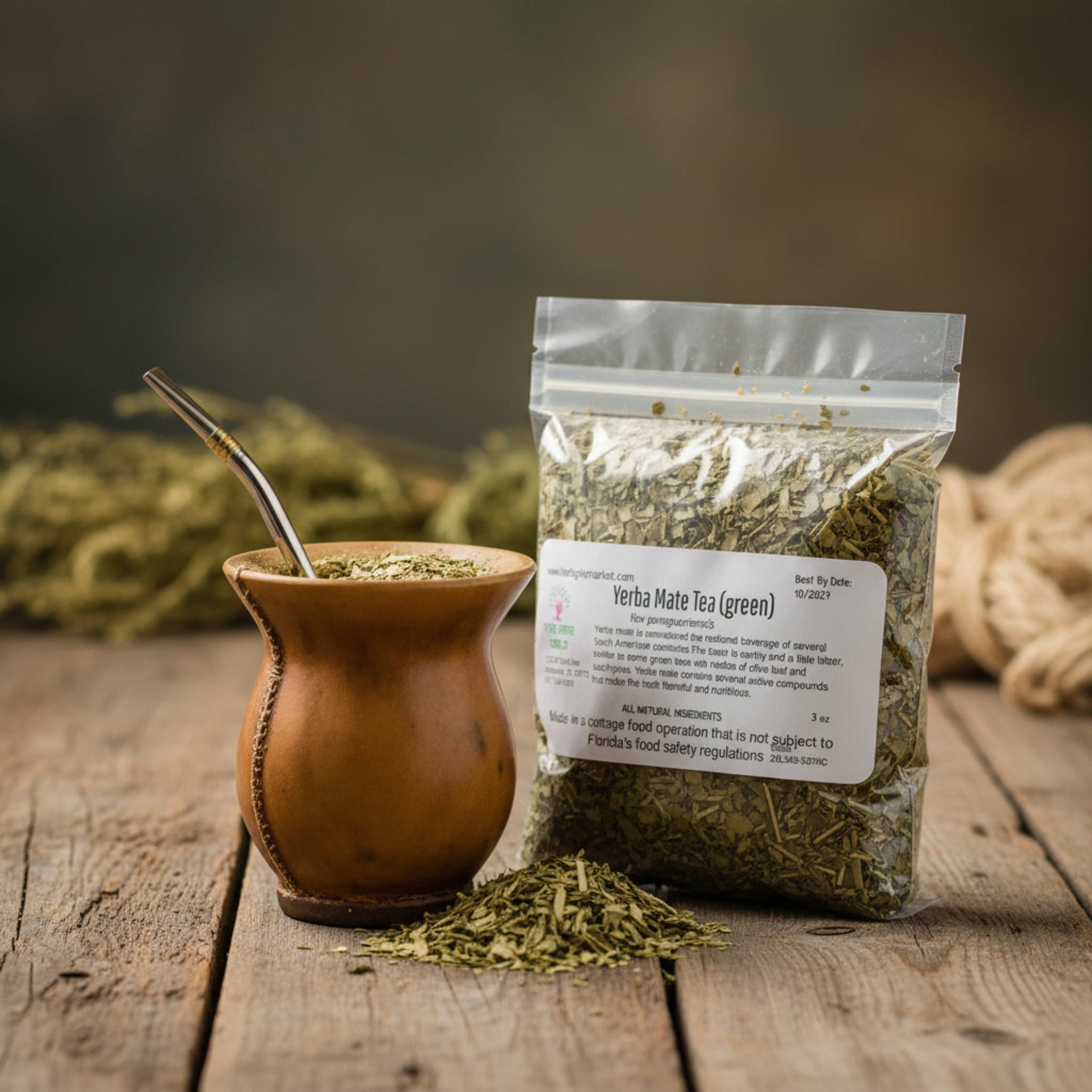 Package of Vertha Mate Tea with a label on a white background